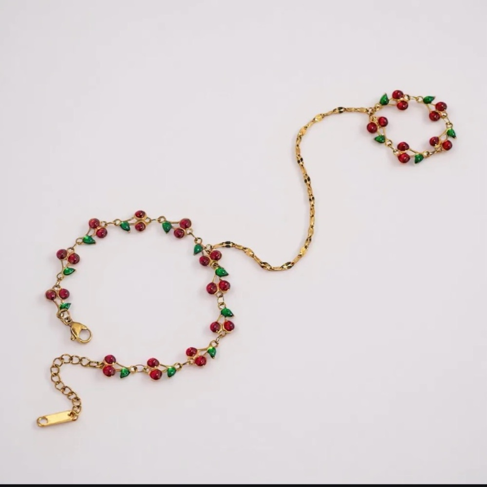 Cherry Hand Chain Bracelet